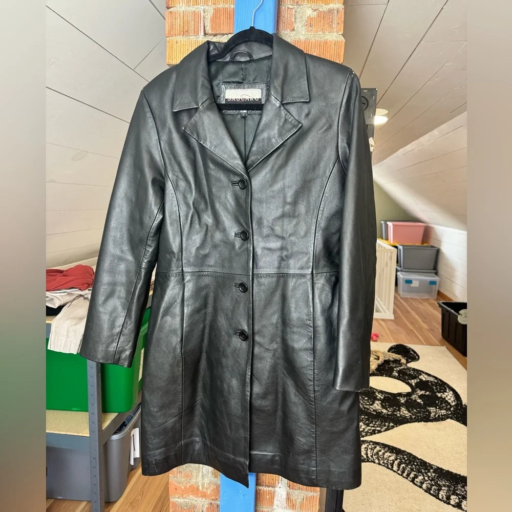 90s Saguaro Leather Trench Style Coat - Picture 8 of 9
